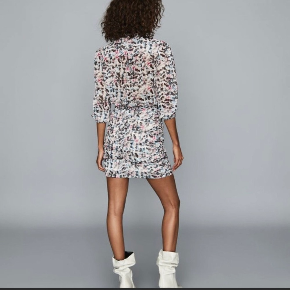 Reiss NWT Watercolor Dakota Dress Size 6 White, Pink, Black - Picture 2 of 7